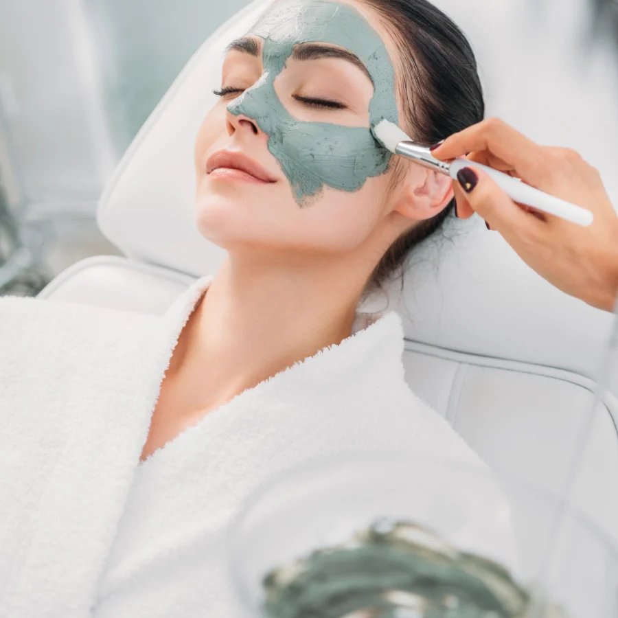 Complimentary Seas Club facial mask treatment at a med spa in Augusta, GA